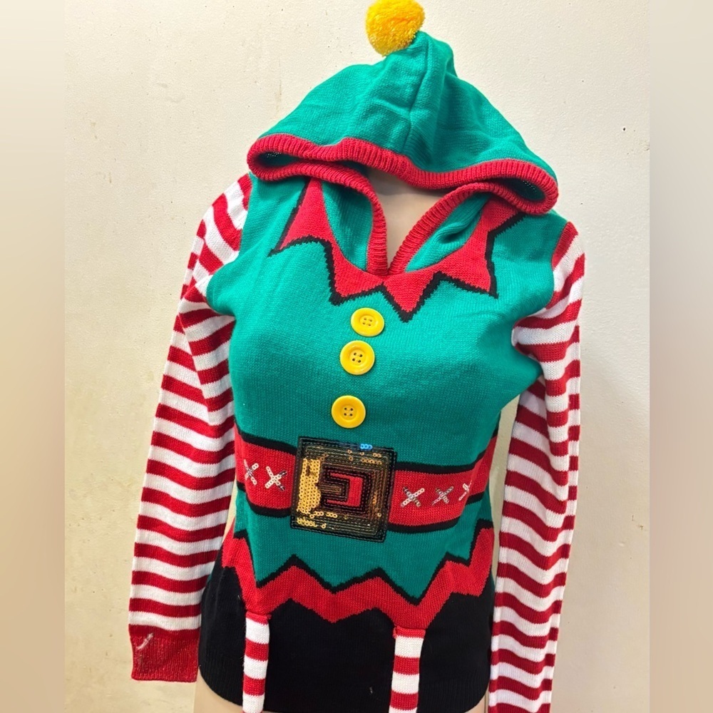 Christmas elf-themed hooded sweater